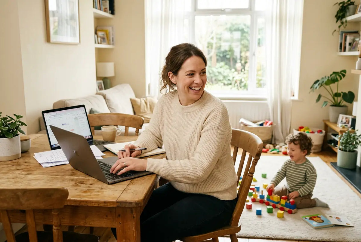 Mom laughing with her toddler